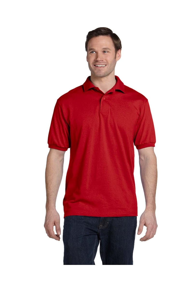 Hanes 054: Ecosmart Polo in Deep Red