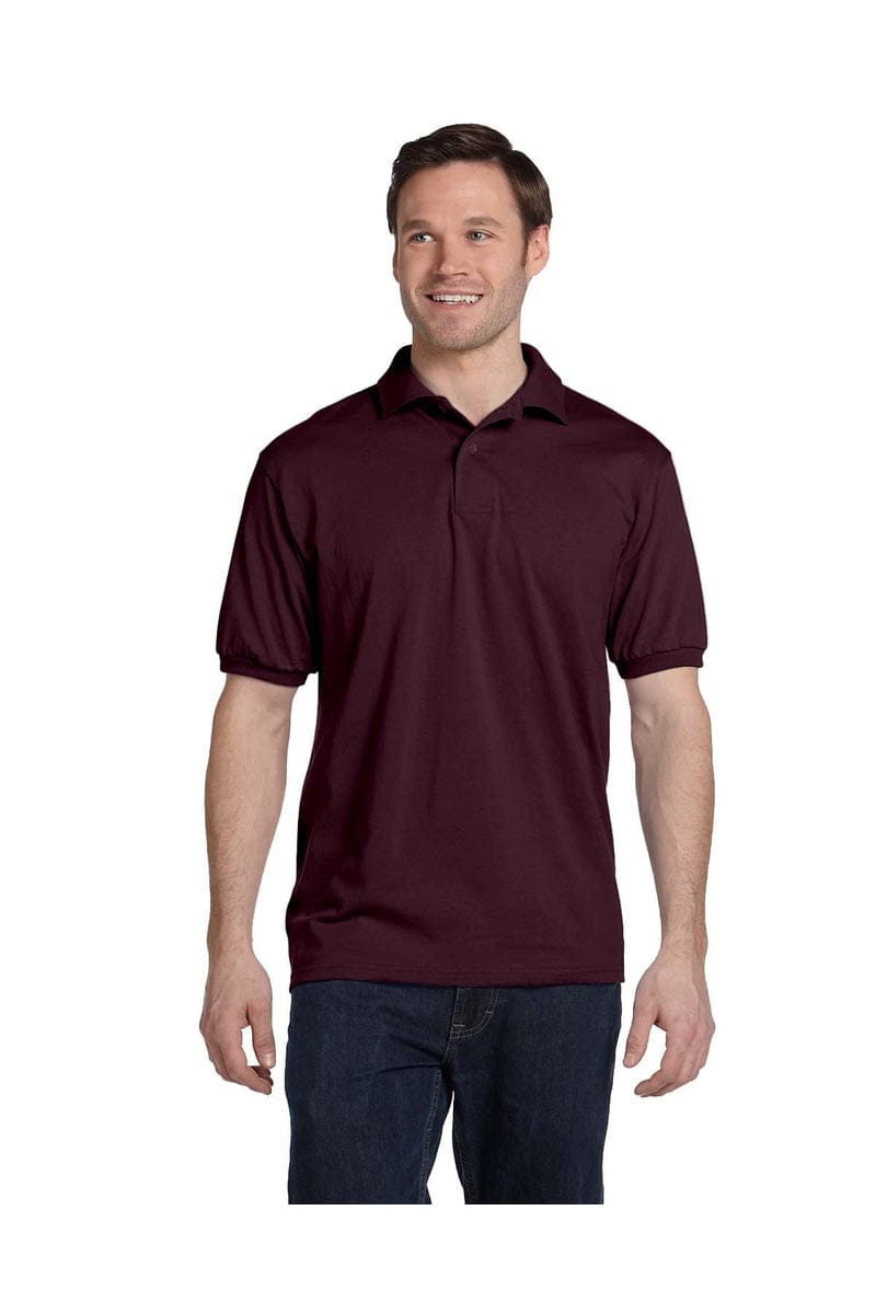 Hanes 054: Ecosmart Polo in Maroon