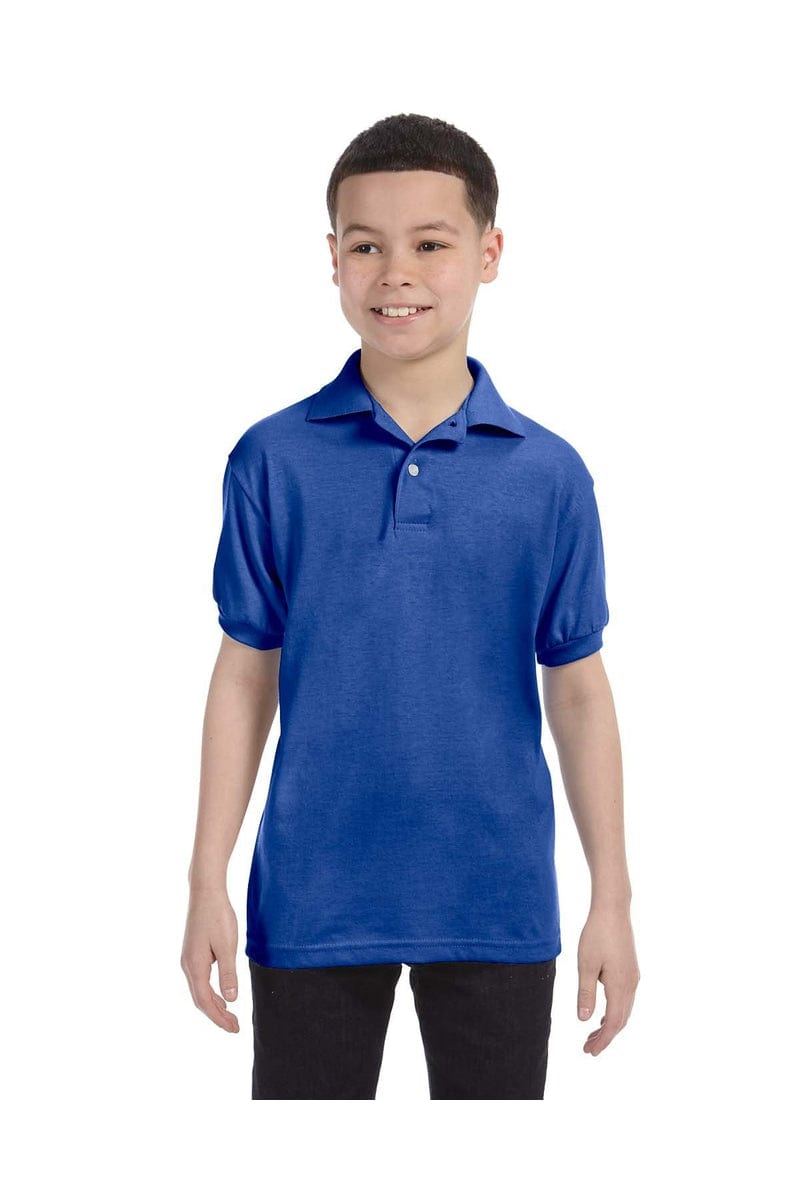 Hanes 054Y Jersey Knit Youth Wholesale Polo in Deep Royal