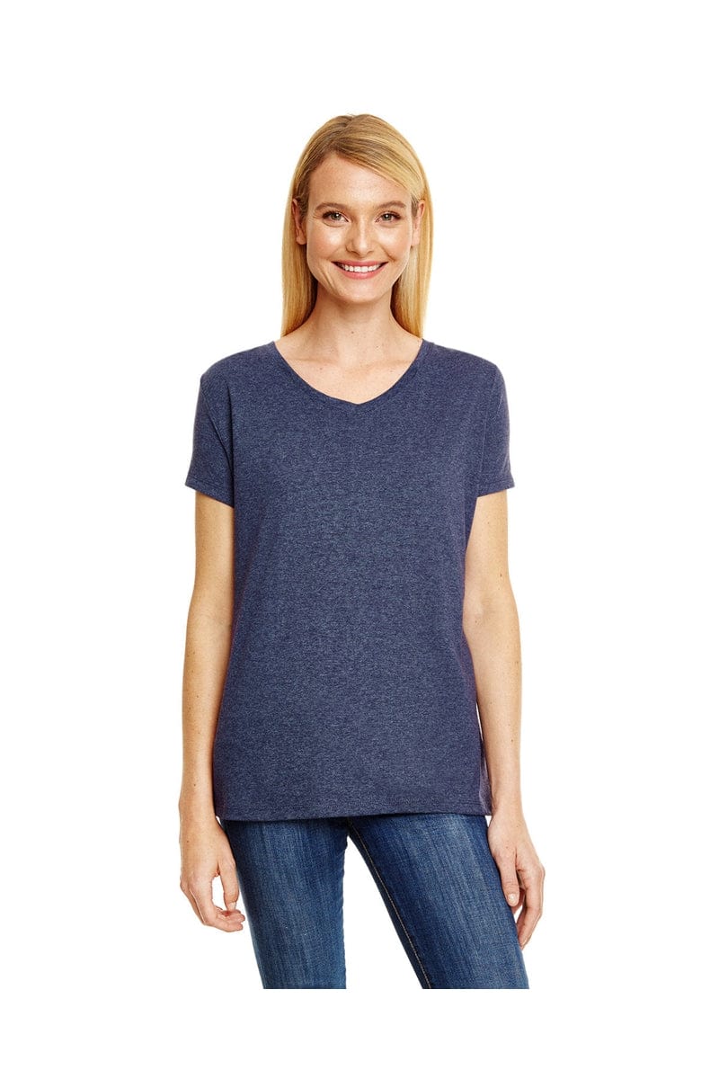 Hanes 42VT: Ladies' X-Temp Triblend V-Neck T-Shirt in Navy Triblend