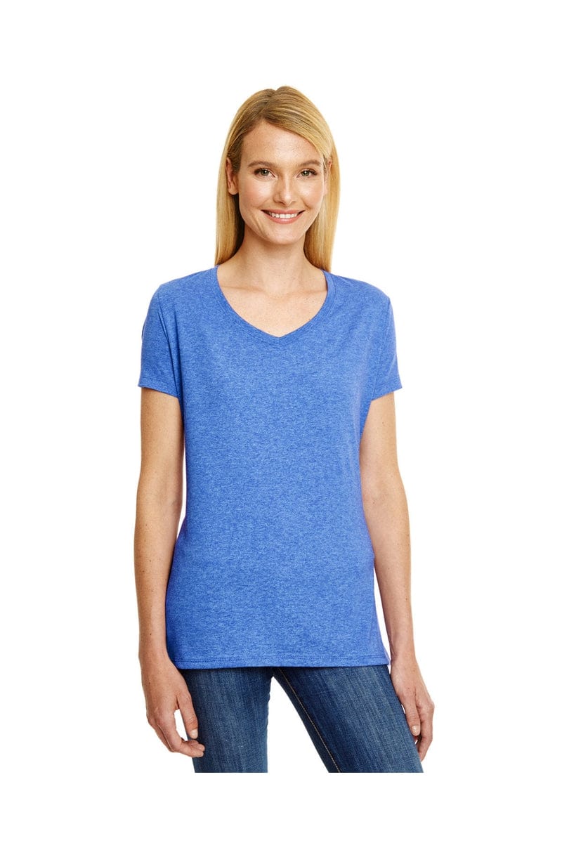Hanes 42VT: Ladies' X-Temp Triblend V-Neck T-Shirt in Royal Triblend