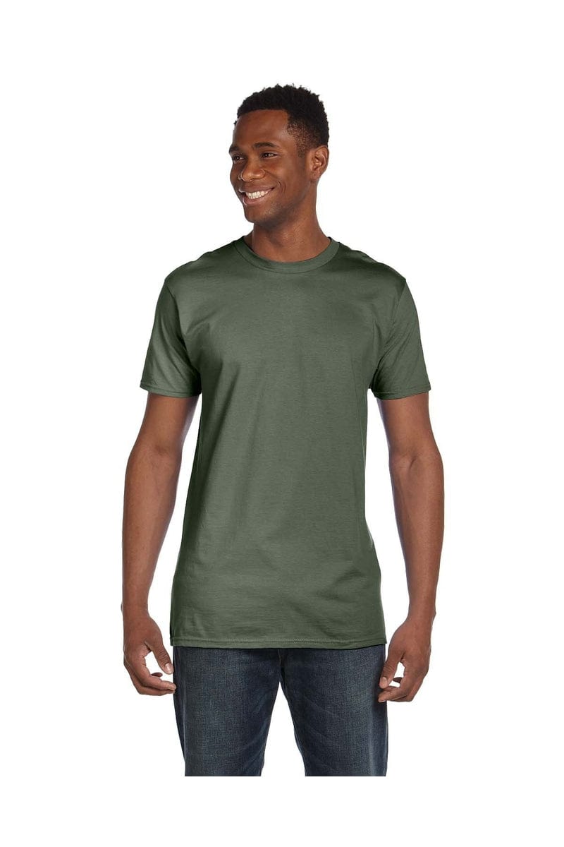 Hanes 4980: Adult 4.5 oz., 100% Ringspun Cotton nano-T T-Shirt in Fatigue Green