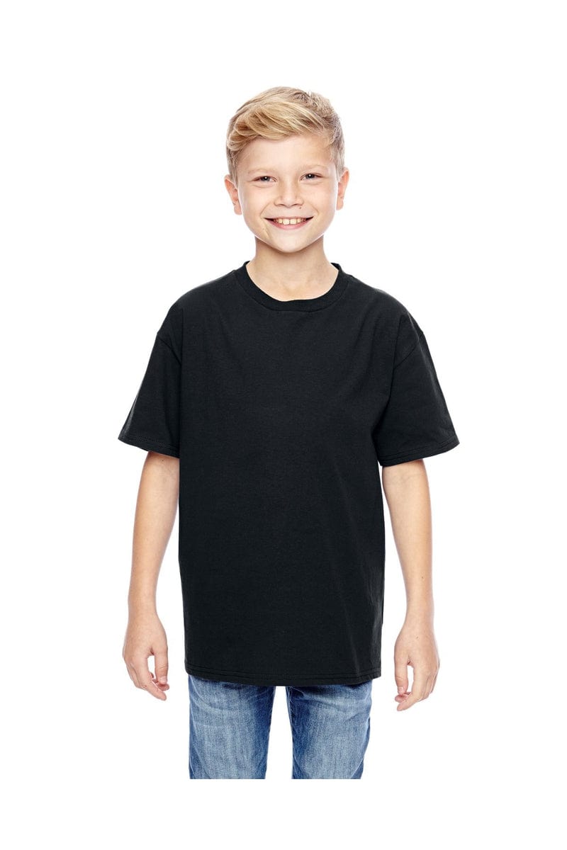 Hanes 498Y 100% Ringspun Cotton Youth T-Shirt in Black