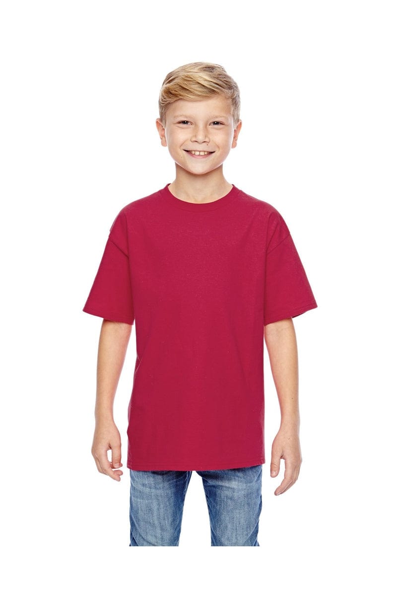 Hanes 498Y 100% Ringspun Cotton Youth T-Shirt in Deep Red