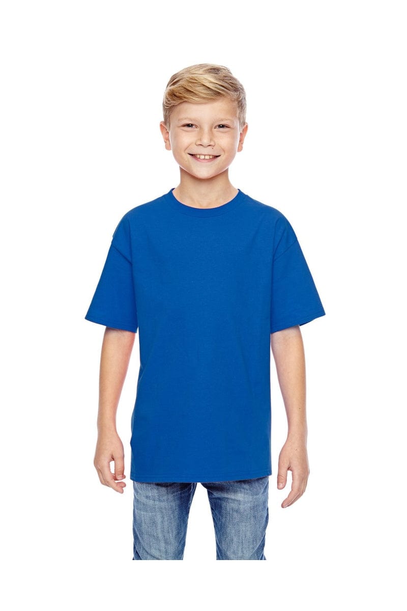Hanes 498Y 100% Ringspun Cotton Youth T-Shirt in Deep Royal