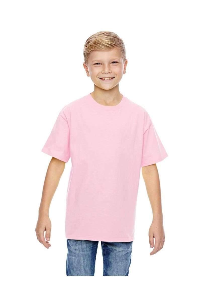 Hanes 498Y 100% Ringspun Cotton Youth T-Shirt in Pale Pink