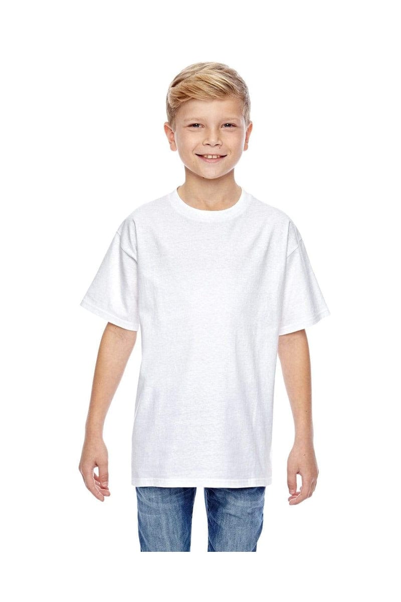 Hanes 498Y 100% Ringspun Cotton Youth T-Shirt in White