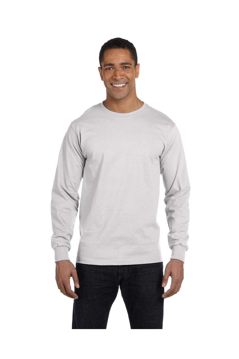 Hanes 5186 100% Cotton, Long-sleeved Tee in Ash