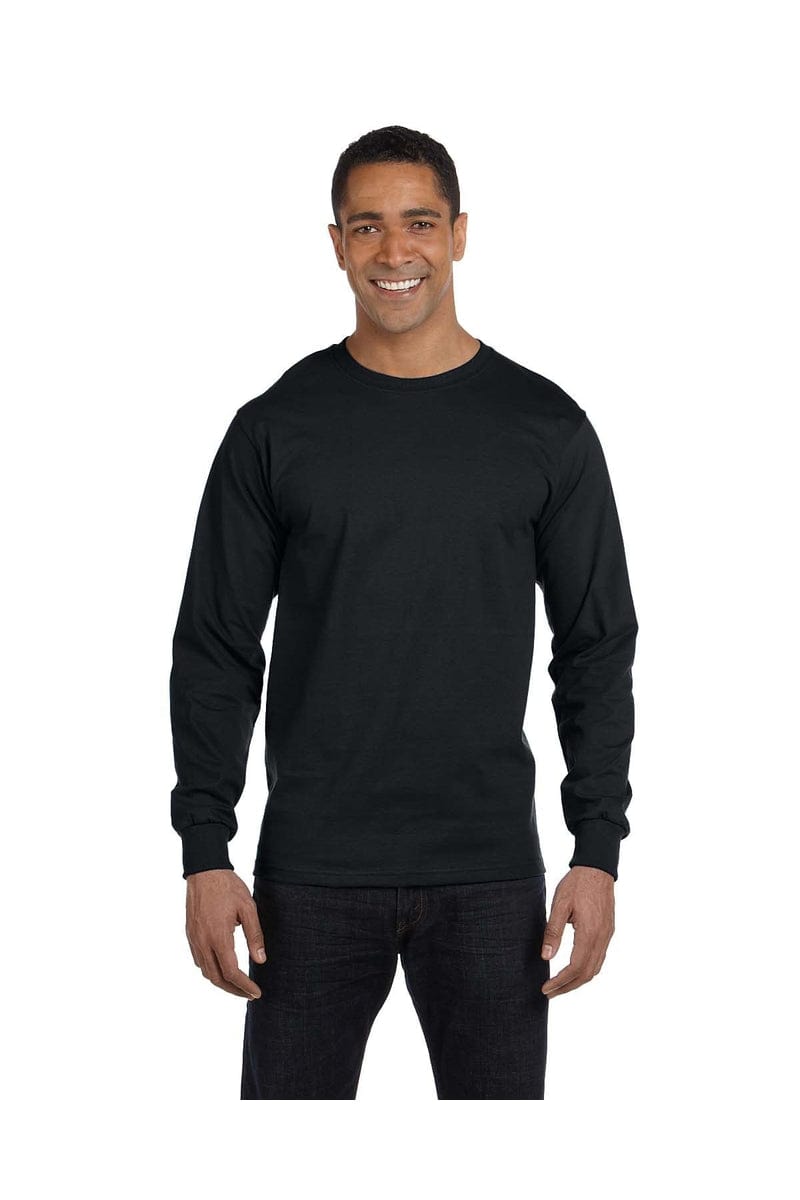 Hanes 5186 100% Cotton, Long-sleeved Tee in Black