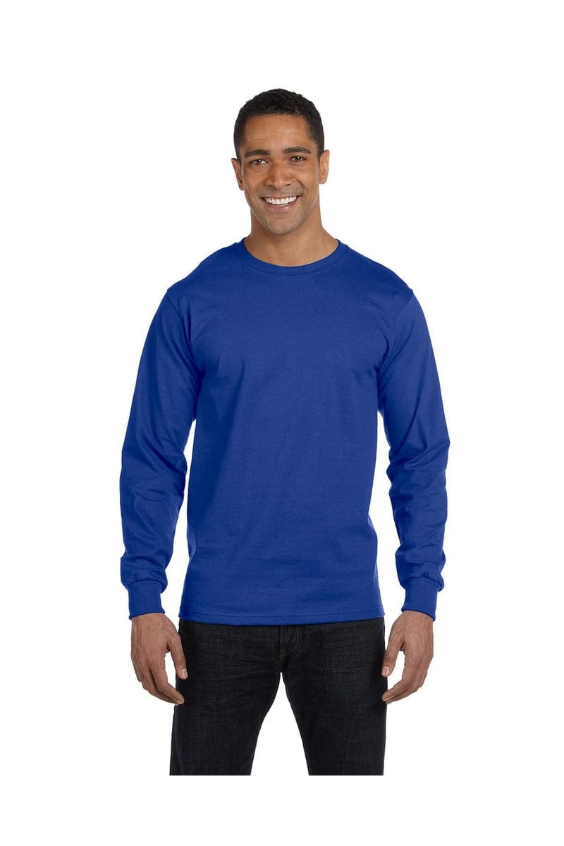 Hanes 5186 100% Cotton, Long-sleeved Tee in Deep Royal