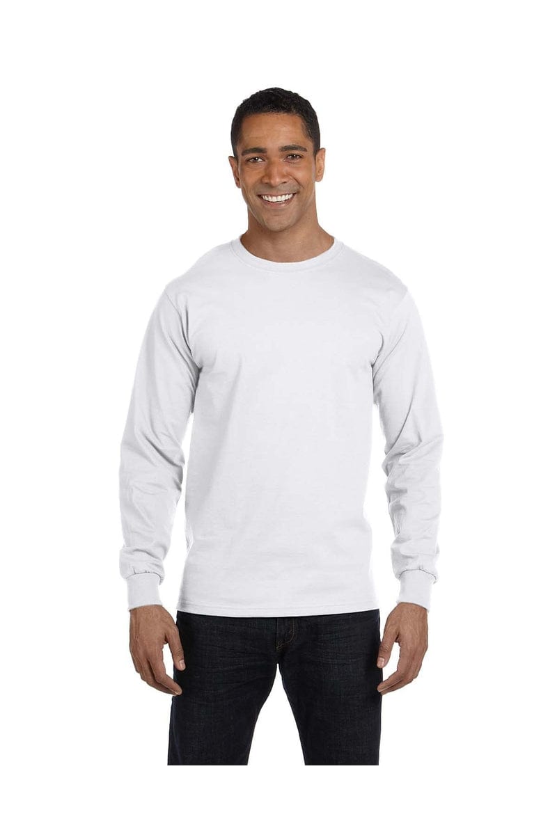 Hanes 5186 100% Cotton, Long-sleeved Tee in White