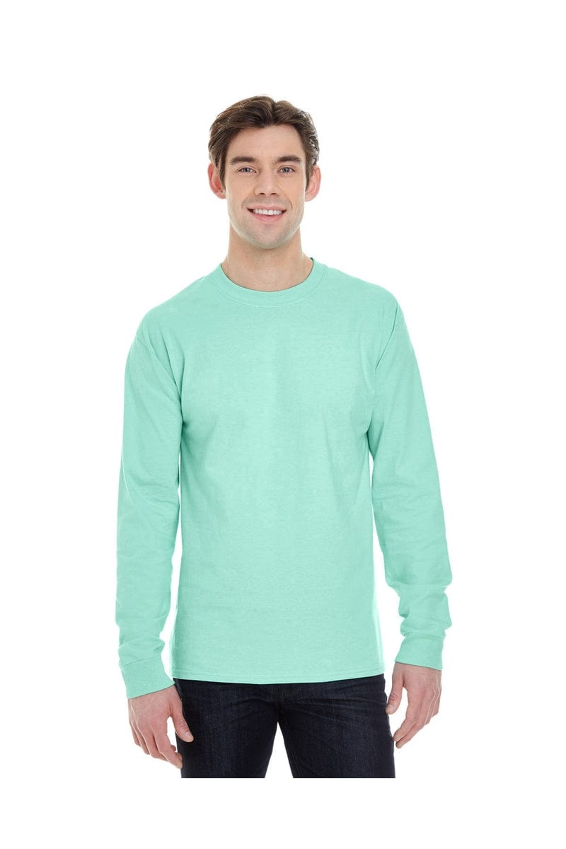 Hanes 5186: Adult 6.1 oz. Long-Sleeve Beefy-T, Basic Colors in Clean Mint