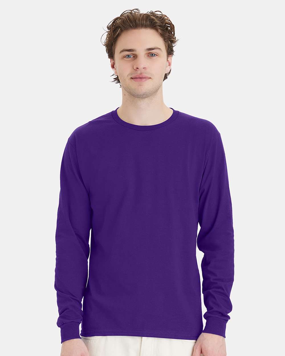Hanes T-Shirts S / Athletic Purple Hanes 5286 Men's 5.2 oz. ComfortSoft Cotton Long-Sleeve T-Shirt