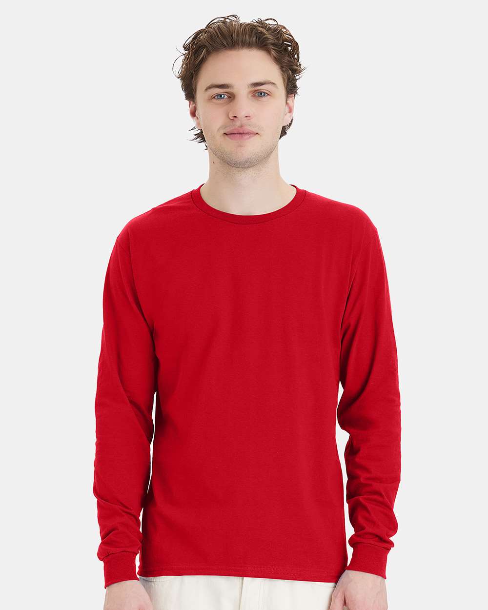 Hanes T-Shirts S / Athletic Red Hanes 5286 Men's 5.2 oz. ComfortSoft Cotton Long-Sleeve T-Shirt