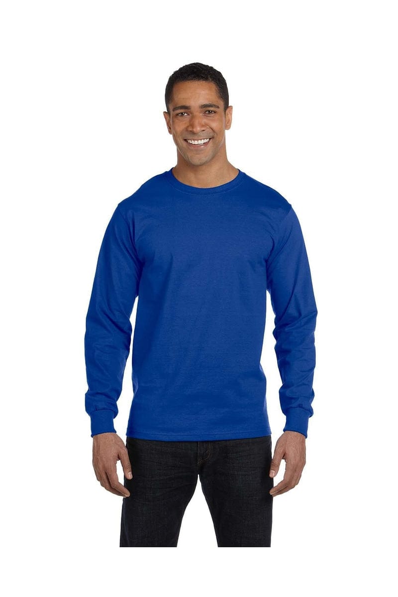 Hanes 5286: Men's 5.2 oz. ComfortSoft Cotton Long-Sleeve T-Shirt in Deep Royal