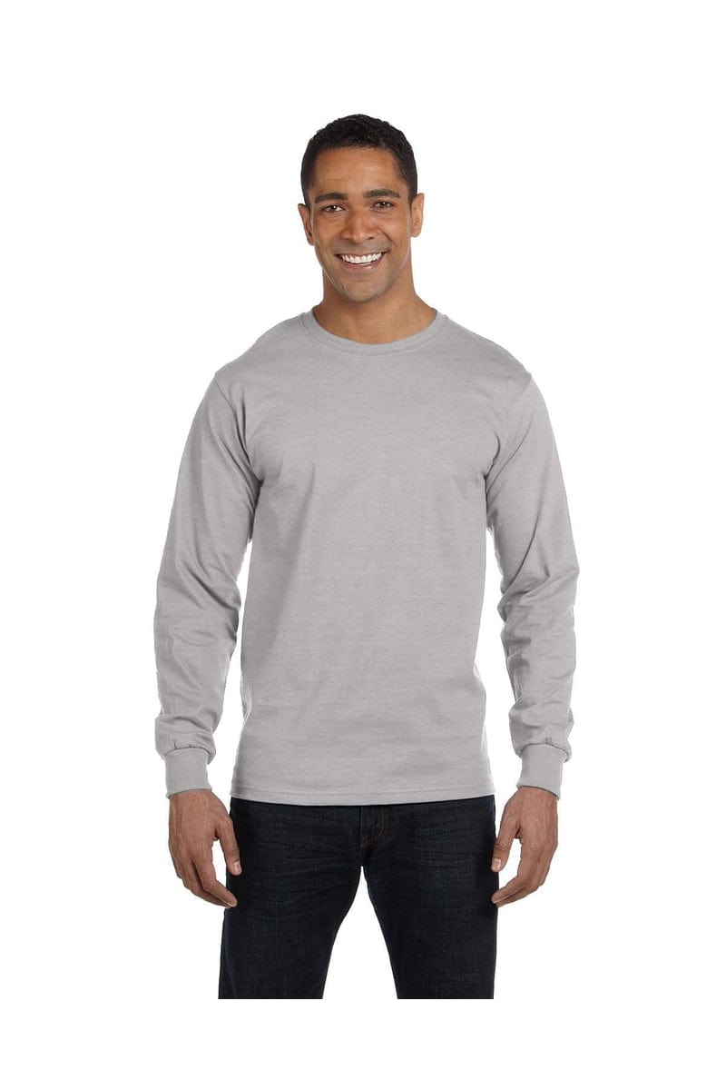 Hanes 5286: Men's 5.2 oz. ComfortSoft Cotton Long-Sleeve T-Shirt in Light Steel