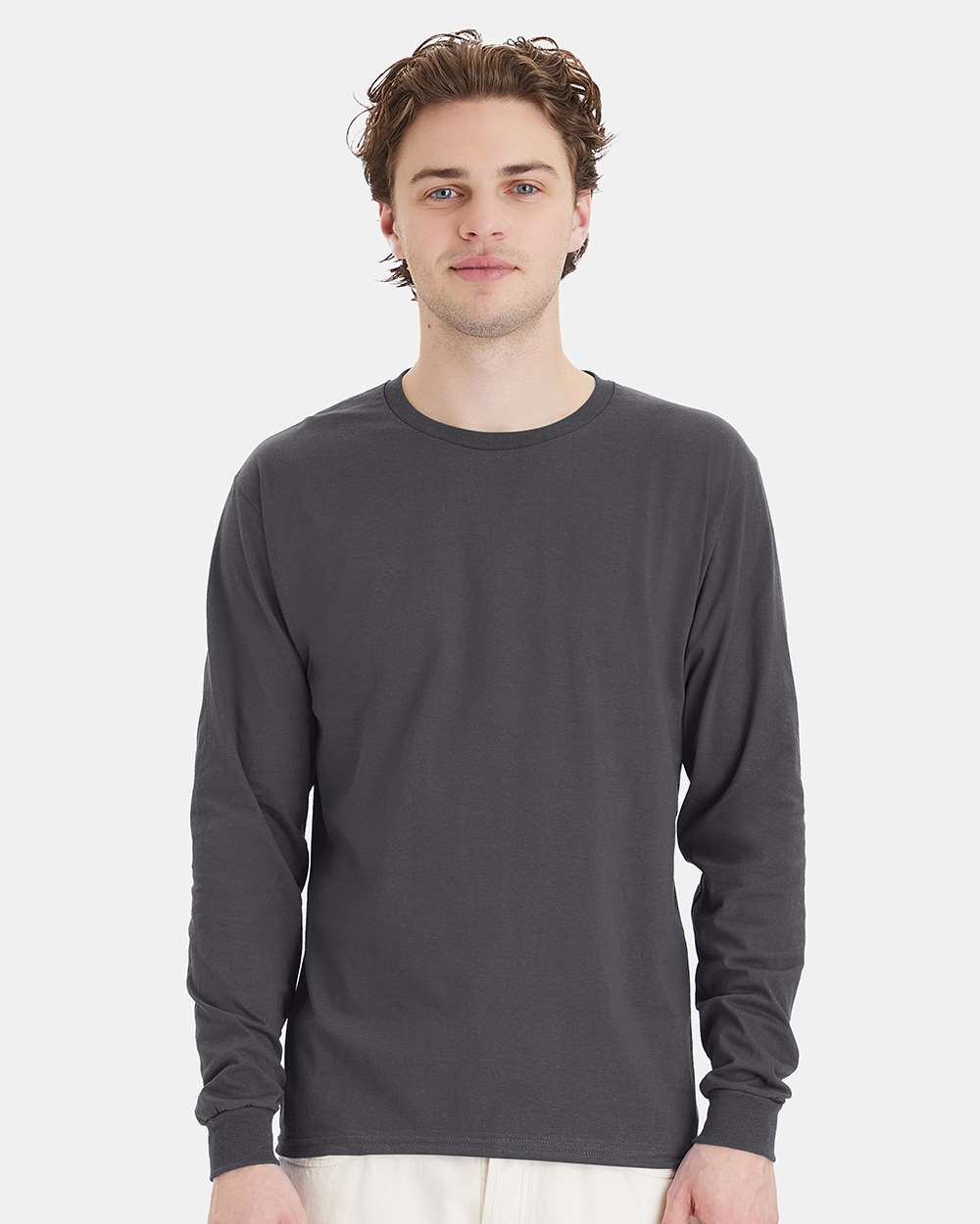 Hanes T-Shirts S / Smoke Grey Hanes 5286 Men's 5.2 oz. ComfortSoft Cotton Long-Sleeve T-Shirt