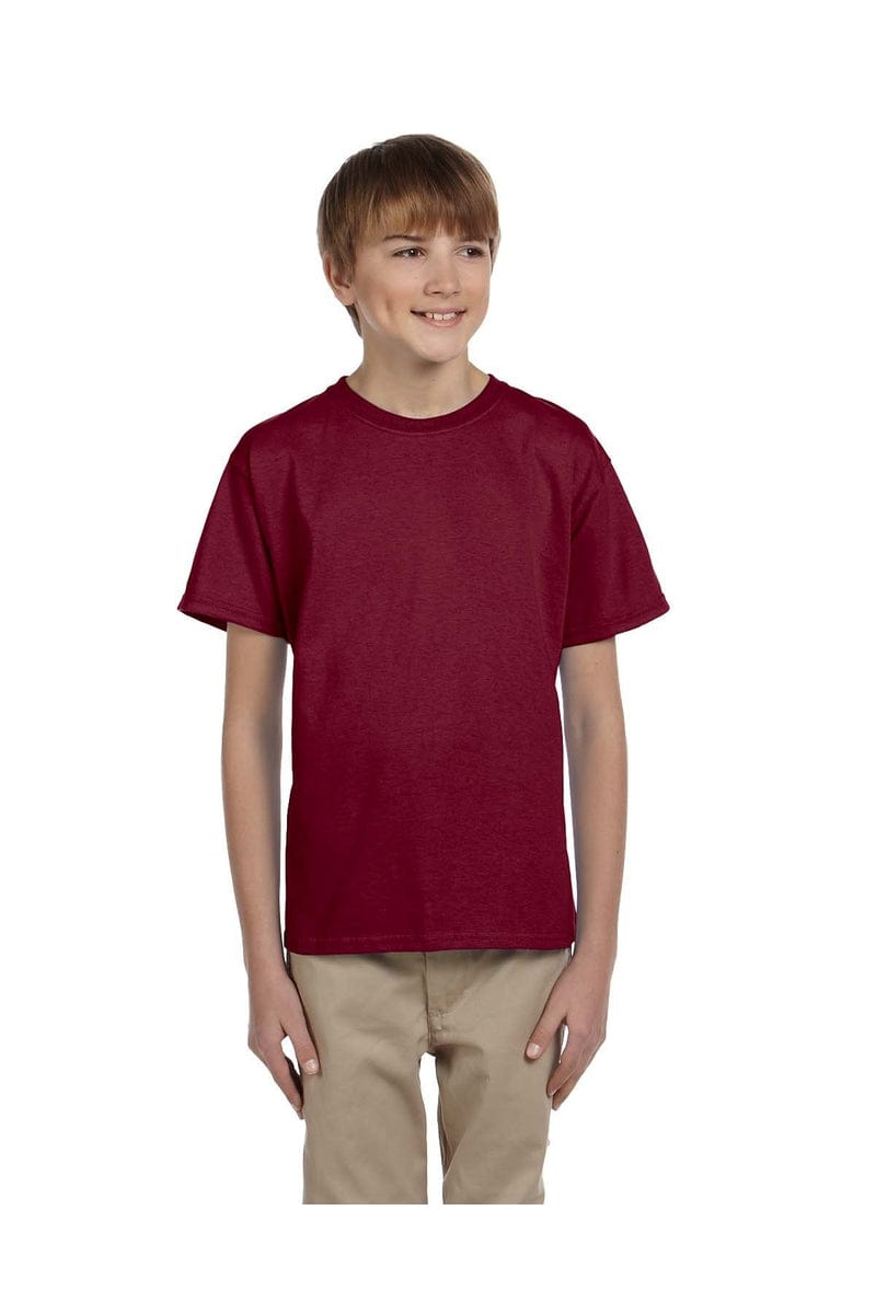 Hanes 5370: Youth 5.2 oz., 50/50 EcoSmart T-Shirt, Basic Colors in Cardinal