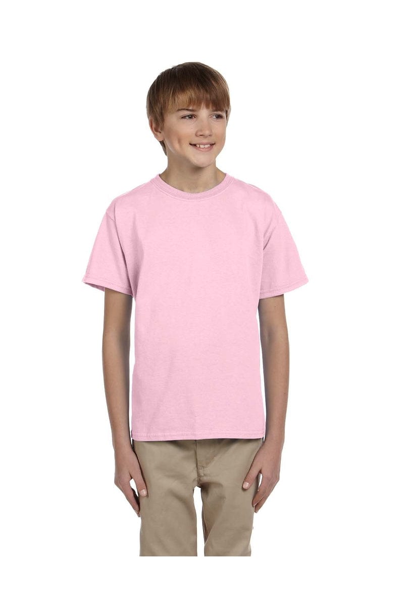 Hanes 5370: Youth 5.2 oz., 50/50 EcoSmart T-Shirt, Basic Colors in Pale Pink