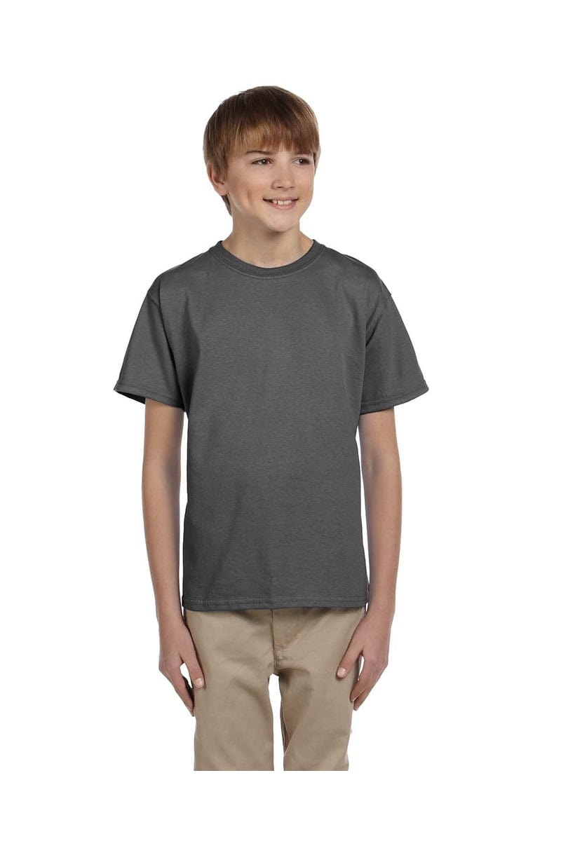 Hanes 5370: Youth 5.2 oz., 50/50 EcoSmart T-Shirt, Basic Colors in Smoke Gray