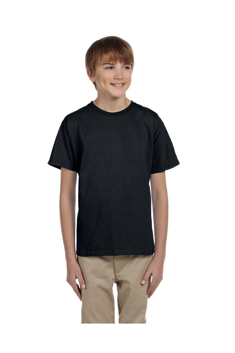 Hanes 5370 Youth EcoSmart 50/50 Cotton/Poly T-Shirt in Black