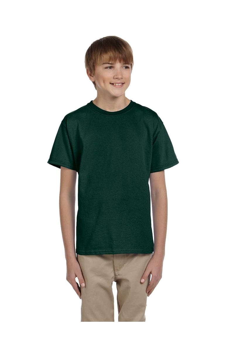 Hanes 5370 Youth EcoSmart 50/50 Cotton/Poly T-Shirt in Deep Forest