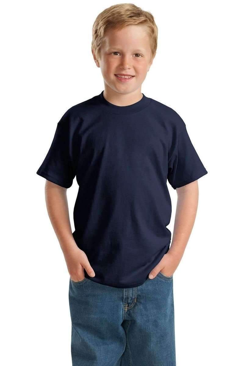 Hanes 5370 Youth EcoSmart 50/50 Cotton/Poly T-Shirt in Deep Navy