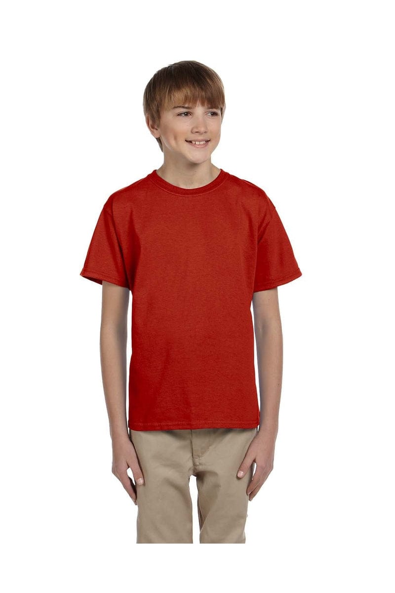 Hanes 5370 Youth EcoSmart 50/50 Cotton/Poly T-Shirt in Deep Red