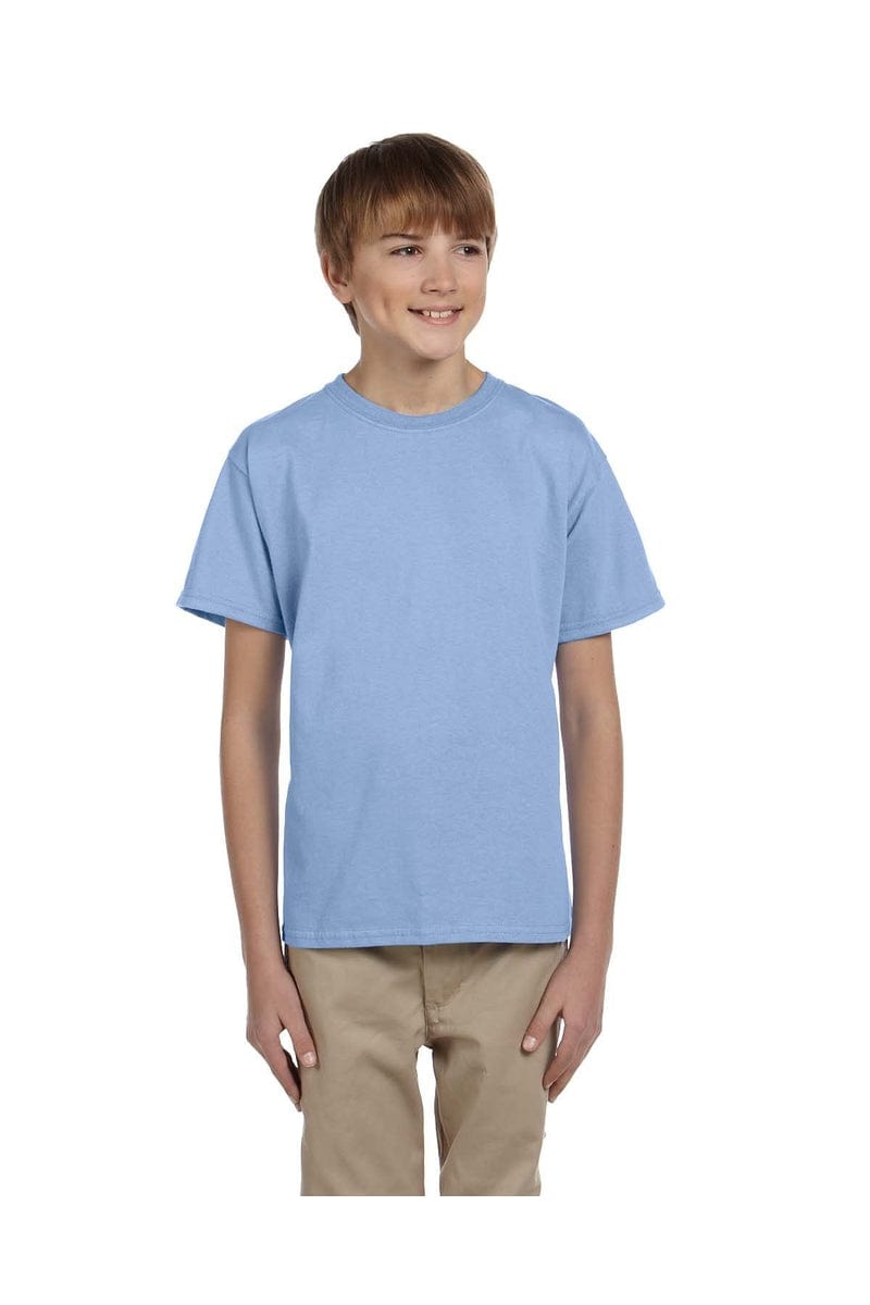 Hanes 5370 Youth EcoSmart 50/50 Cotton/Poly T-Shirt in Light Blue
