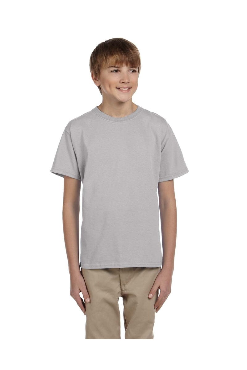 Hanes 5370 Youth EcoSmart 50/50 Cotton/Poly T-Shirt in Light Steel