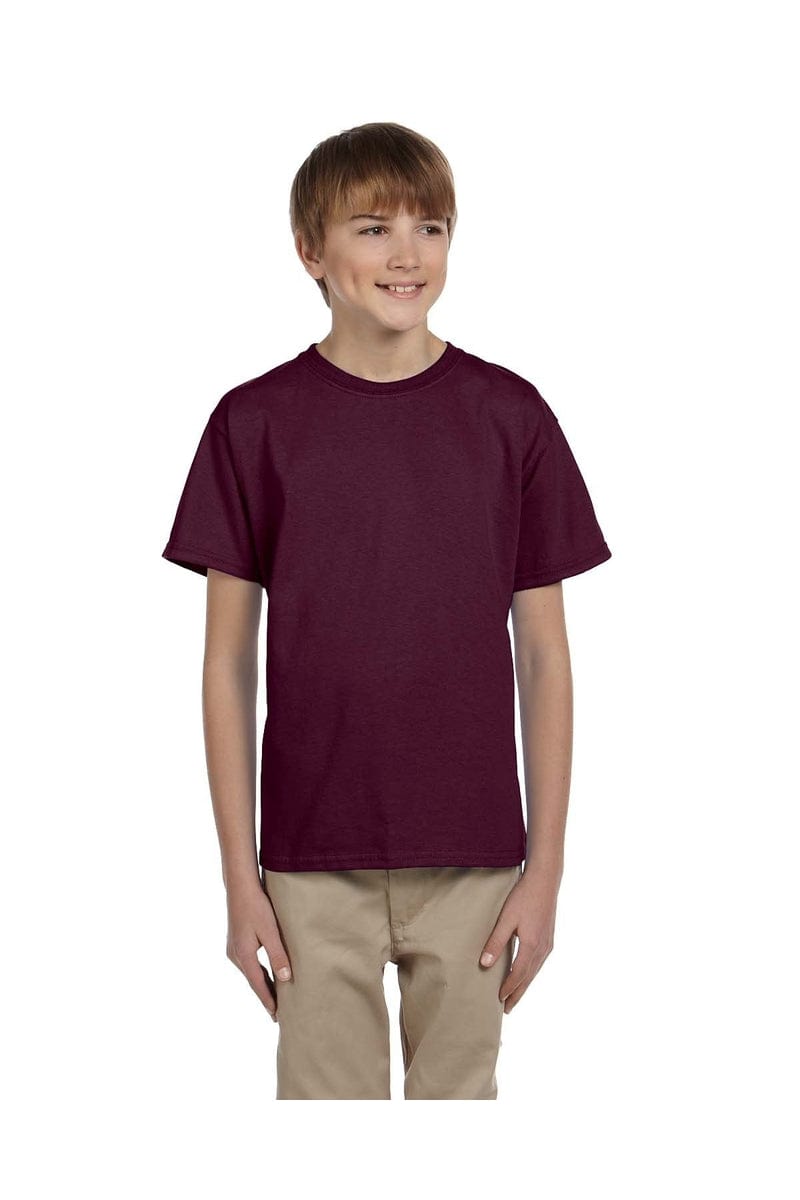 Hanes 5370 Youth EcoSmart 50/50 Cotton/Poly T-Shirt in Maroon