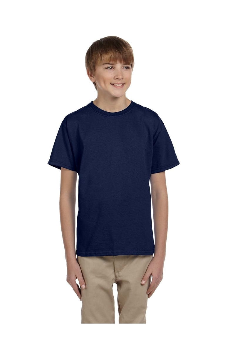 Hanes 5370 Youth EcoSmart 50/50 Cotton/Poly T-Shirt in Navy