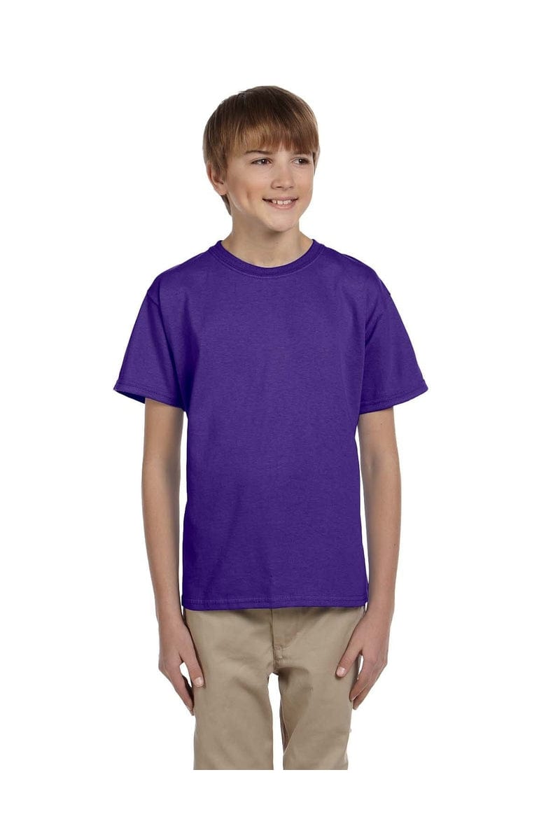 Hanes 5370 Youth EcoSmart 50/50 Cotton/Poly T-Shirt in Purple