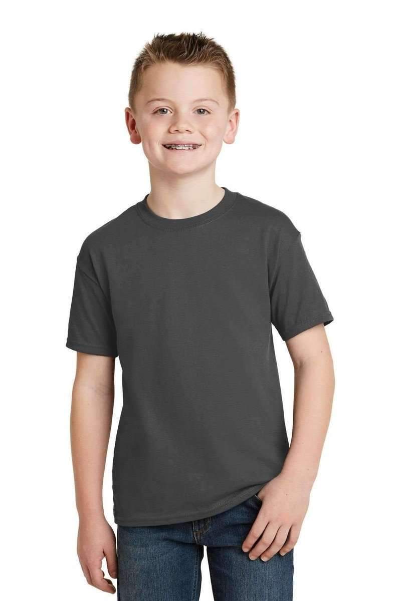 Hanes 5370 Youth EcoSmart 50/50 Cotton/Poly T-Shirt in Smoke Grey
