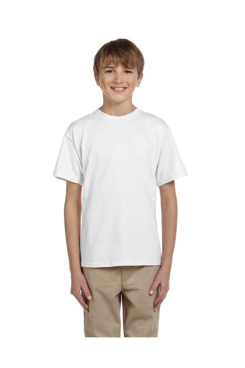 Hanes 5370 Youth EcoSmart 50/50 Cotton/Poly T-Shirt in White