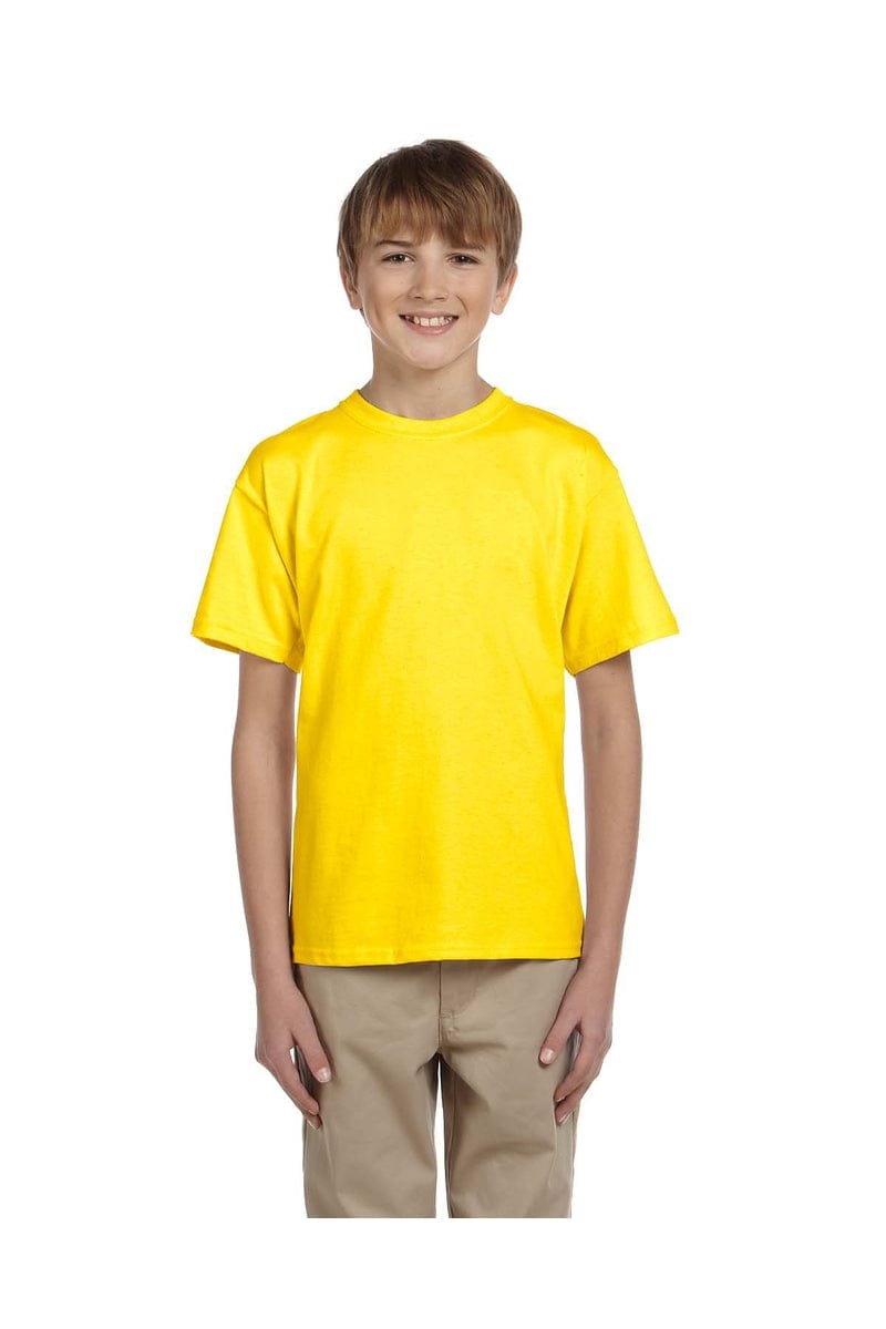 Hanes 5370 Youth EcoSmart 50/50 Cotton/Poly T-Shirt in Yellow