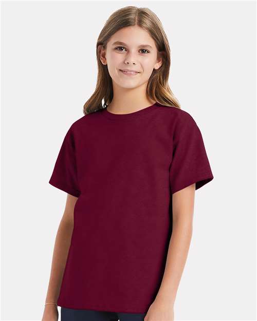 Hanes 5480 Youth 5 oz. Cotton T-Shirt in Athletic Cardinal