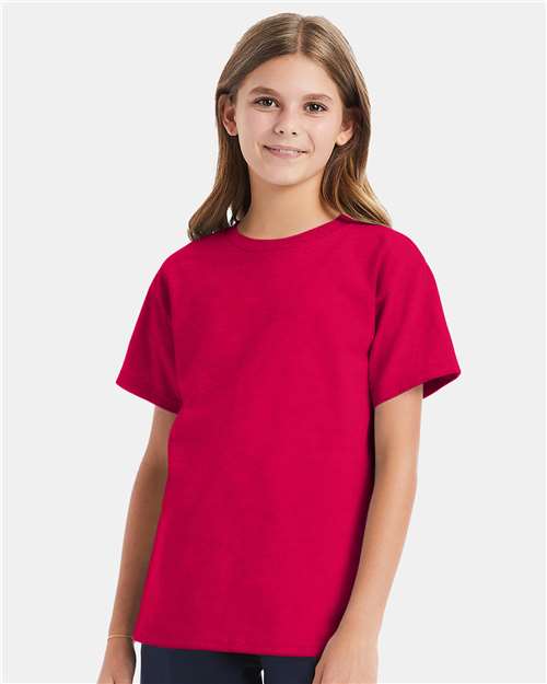 Hanes 5480 Youth 5 oz. Cotton T-Shirt in Athletic Crimson