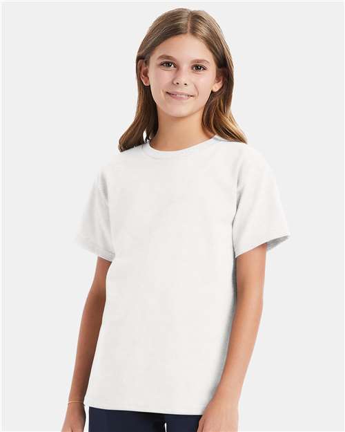 Hanes 539 XS / White Hanes 5480 Youth 5 oz. Cotton T-Shirt