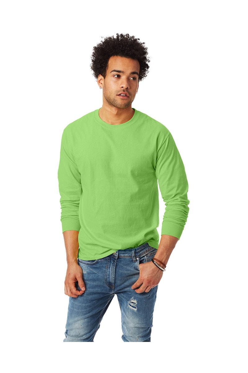 Hanes 5586: Unisex 6.1 oz. Tagless Long-Sleeve T-Shirt in Lime