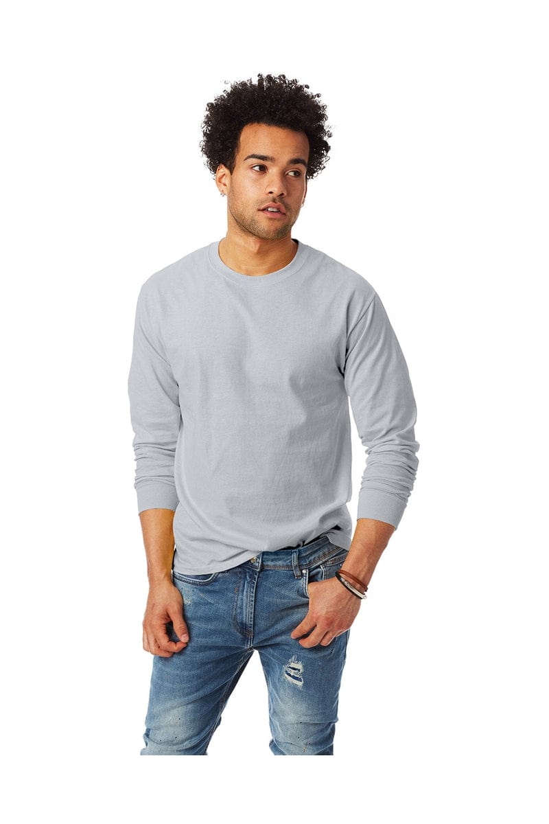 Hanes 5586: Unisex 6.1 oz. Tagless Long-Sleeve T-Shirt in Ash