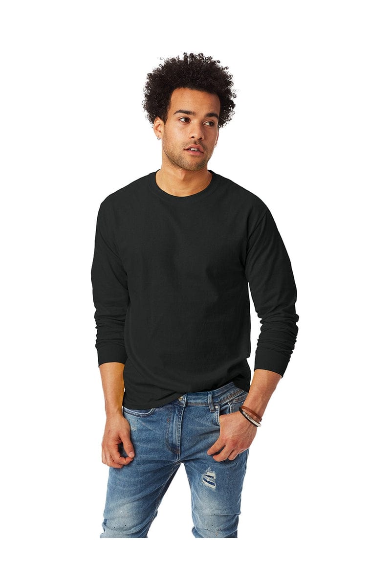 Hanes 5586: Unisex 6.1 oz. Tagless Long-Sleeve T-Shirt in Black
