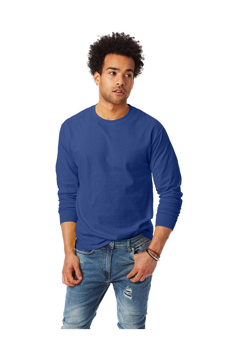 Hanes 5586: Unisex 6.1 oz. Tagless Long-Sleeve T-Shirt in Deep Royal