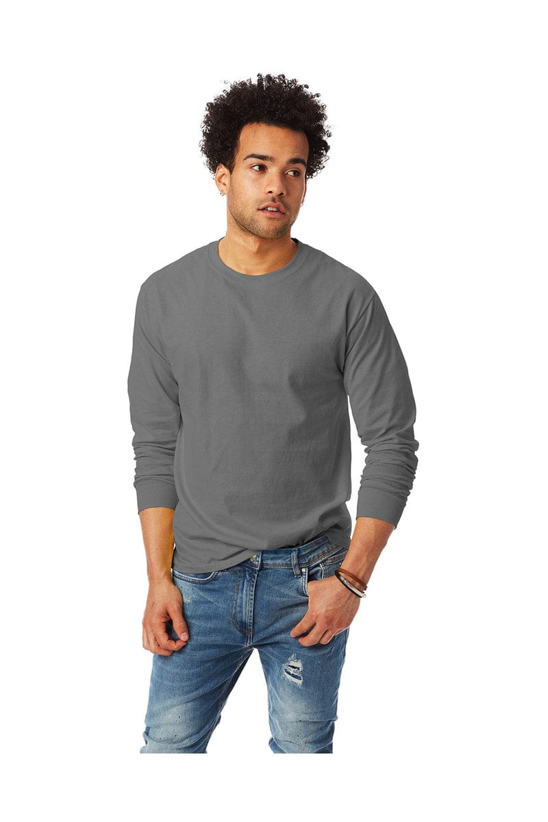 Hanes 5586: Unisex 6.1 oz. Tagless Long-Sleeve T-Shirt in Smoke Gray