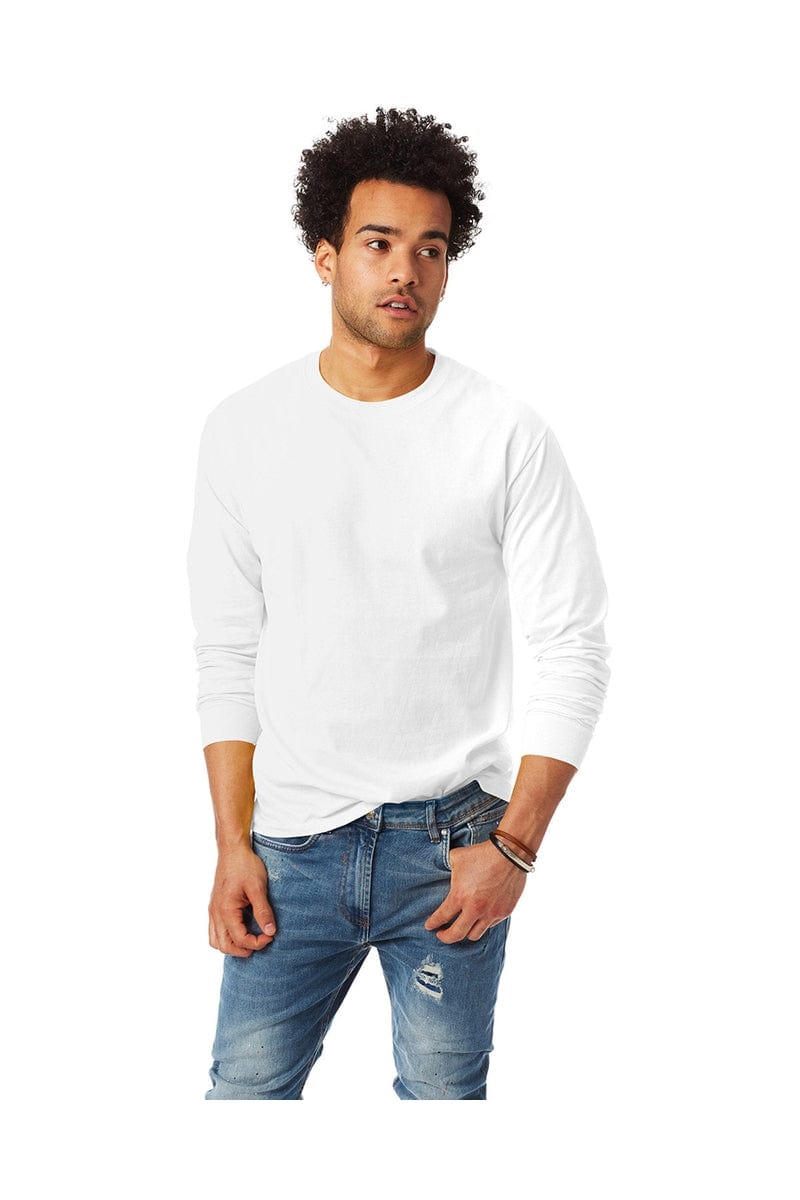 Hanes 5586: Unisex 6.1 oz. Tagless Long-Sleeve T-Shirt in White