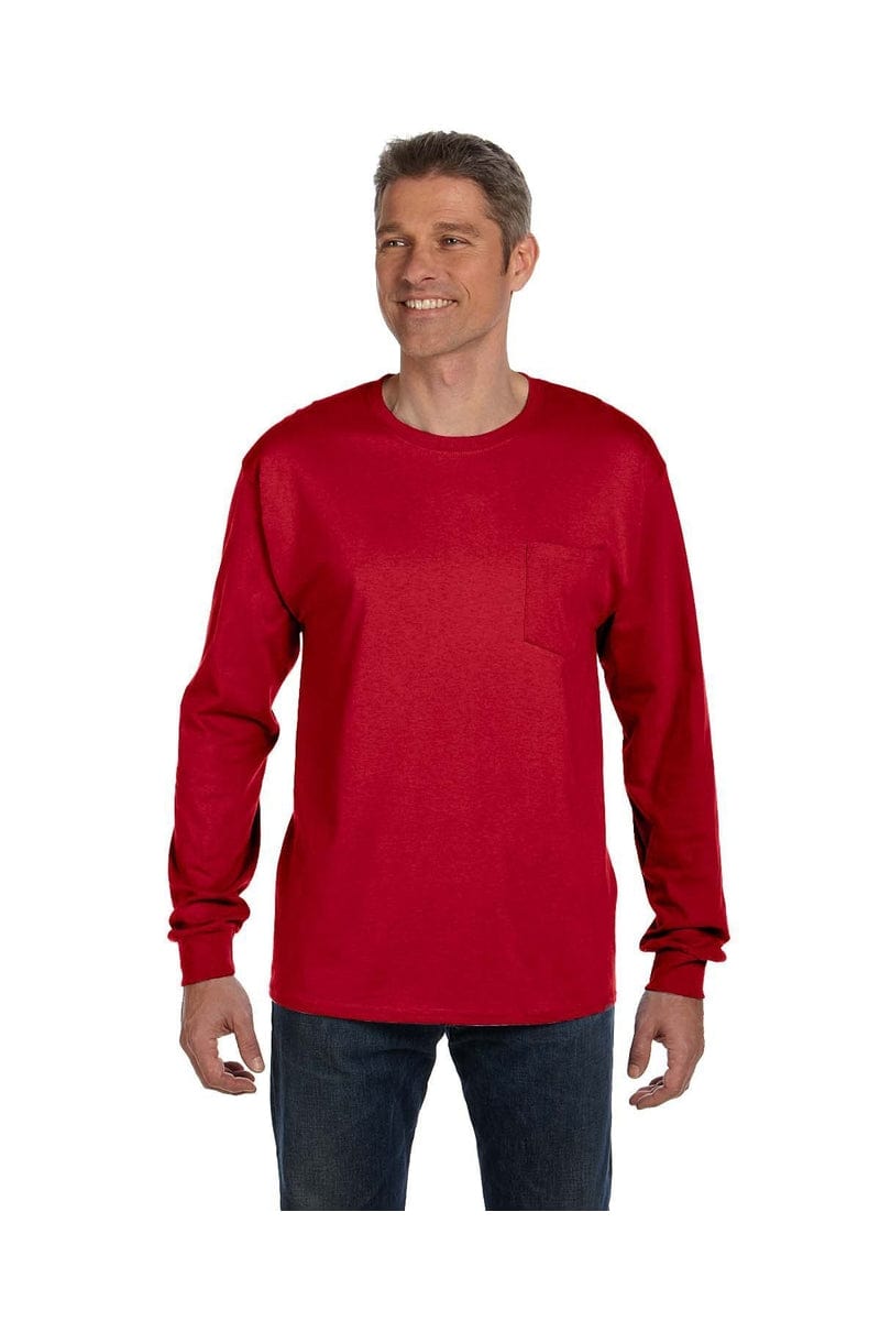 Hanes 5596: Men's 6.1 oz. Tagless Long-Sleeve Pocket T-Shirt in 