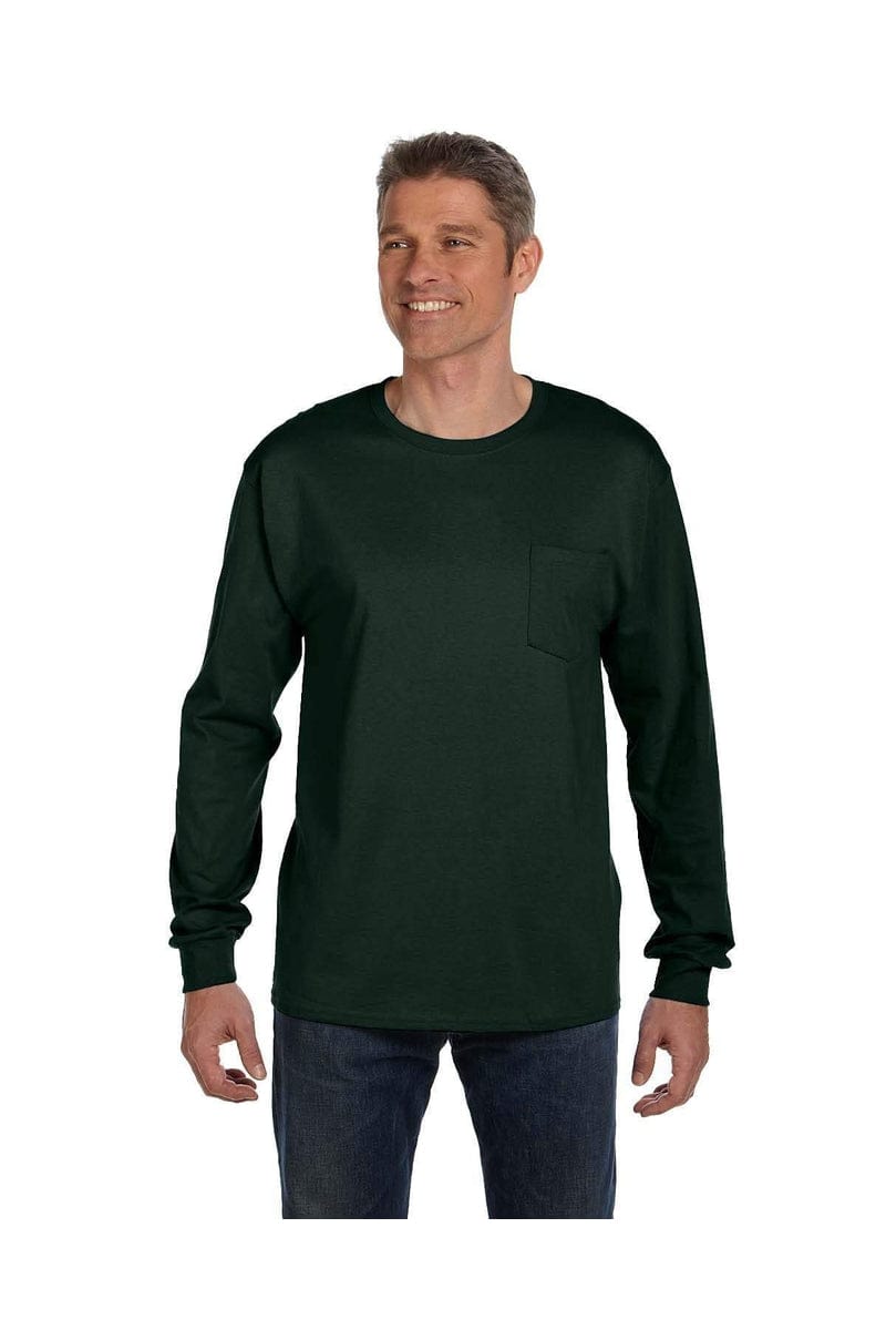 Hanes 5596: Men's 6.1 oz. Tagless Long-Sleeve Pocket T-Shirt in 