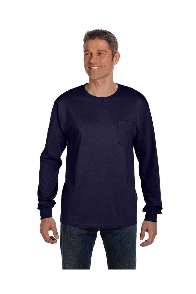 Hanes 5596: Men's 6.1 oz. Tagless Long-Sleeve Pocket T-Shirt in 