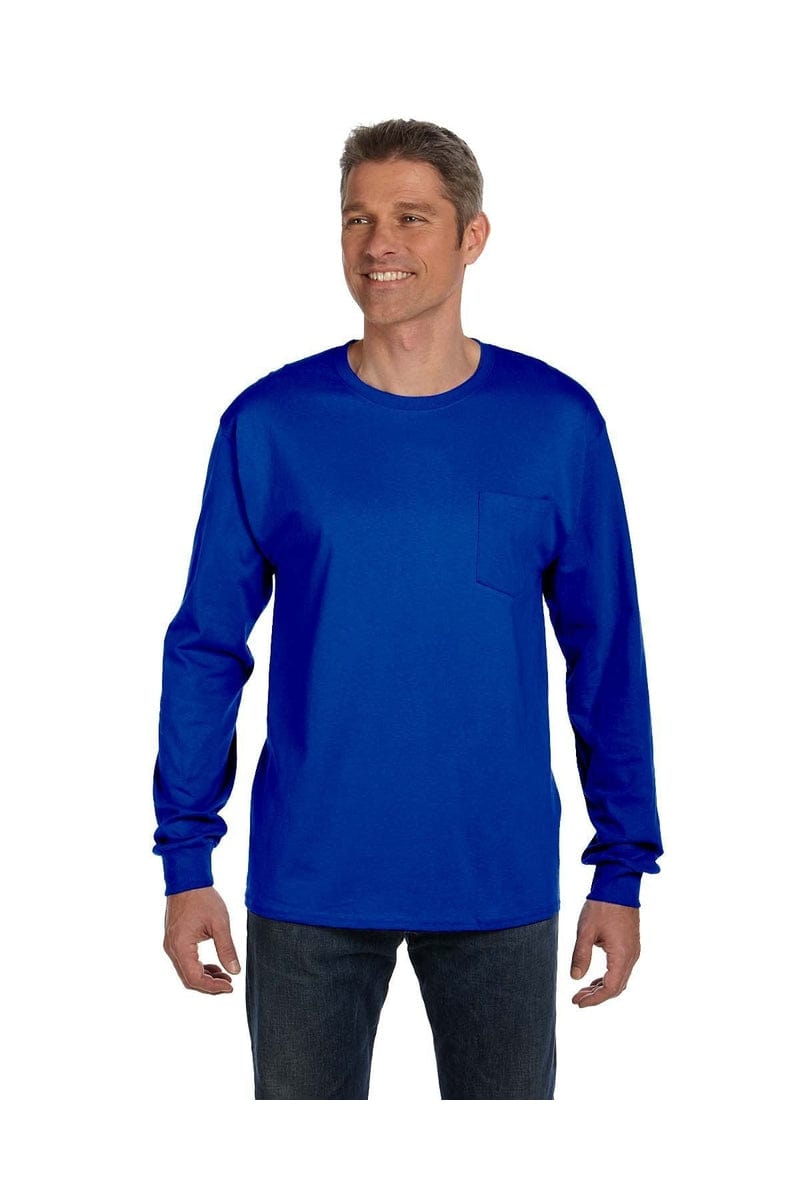 Hanes 5596: Men's 6.1 oz. Tagless Long-Sleeve Pocket T-Shirt in 