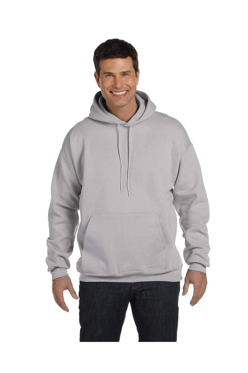 Hanes F170 Ultimate Cotton Pullover Hoodie Sweatshirt in Light Steel